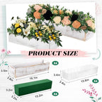 Dandat 4 Set Wood Boxes for Centerpieces 16x4 Inch Rectangle Wooden Planter Box Rustic Wooden Planters with Removable Plastic Liner Floral Foam Blocks for Christmas Wedding Home Garden Decor(White) - Image 2