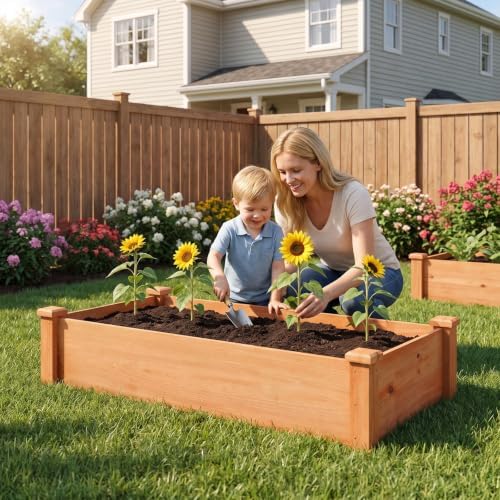 GIANTEX 48" Wooden Raised Garden Bed, Rectangular Planter Box, Orange - Image 3