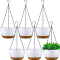 Remerry 6 Pcs 11.2 Inch Hanging Planters Hanging Plant Basket for Indoor Outdoor Plants Set Plastic Hanging Flower Pot with Drainage Holes and Removable Trays for Home Garden (White) by Remerry