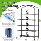 5-Tier Greenhouse with Grow Light, Shelf Height Adjustable Metal Shelf - Image 2