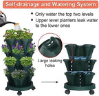GameXcel Vertical Planter Tower - 4 Tier Stackable Garden Planters with Wheels and Tools Plant Pots for Strawberry Herb Flower and Vegetable Indoor Outdoor Use Green - Image 4