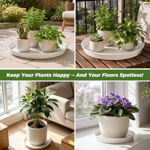 50 Packs 4/6/8/10/12 Inch Plastic Plant Saucers for Indoor Outdoor, Plant Water Catcher Tray for Pots, Bulk Flower Pot Saucers, Drip Trays for Potted Plants, Round Plates to Catch Water, White - Image 7