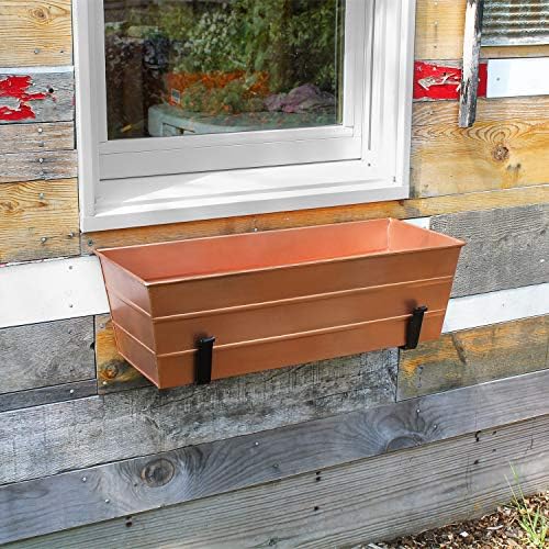Achla Designs Medium Copper Flower Box with Wall Brackets - Image 5