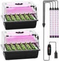 Hon&Guan 2 Pack Self Watering Seed Starter Trays with Growing Lights by HonGuan