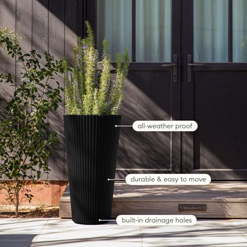 Veradek Demi Series Tall Planter - Tall Tapered Outdoor Planter with Shelf - Image 7