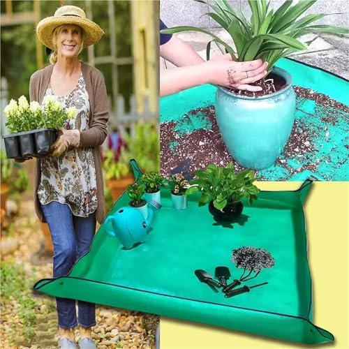Gardening Mat PE Transplanting Waterproof Square Plants Potting Tray Washable Thicken Foldable Garden Accessories for Indoor Plant Repotting(75cmX100cm) - Image 2