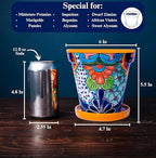 Talavera Planter - Mexican Ceramic Pot with Drainage (Yellow-Medium) - Image 3