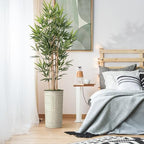 Artificial Tree in Geometric Planter, Fake Bamboo Silk Tree for Indoor and Outdoor Home Decoration - 70" Overall Tall (Plant Pot Plus Tree) - Image 3