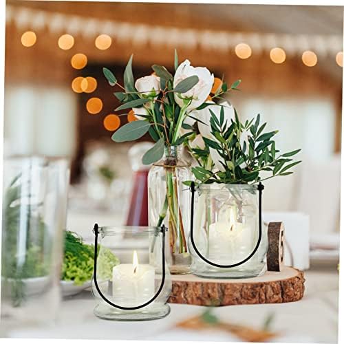 IMIKEYA 4pcs Hanging Candlestick Infusion Bottle Wedding Table Decor Crystal Glass Plant Terrarium Glass Votive Candle Holder Globe Plant Terrariums Home Decor Iron Cylindrical Light Stand - Image 3