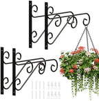 PROWORX 4 Pack 16 Inch Plant Hangers Outdoor Bracket, Indoor Wall Mount Metal Heavy Duty Rust-Resistant Bird Feeder Plant Hooks for Hanging Planters, Flower Baskets, Black by PROWORX