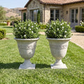 Merax 2 Set 20.47" H Classic Outdoor Planter with Drainage, Antique White by Merax