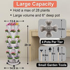 GameXcel Vertical Planter Tower - 7 Tier Stackable Garden Planters with Wheels and Tools Plant Pots for Strawberry Herb Flower and Vegetable Indoor Outdoor Use Gray 2 Pack - Image 4