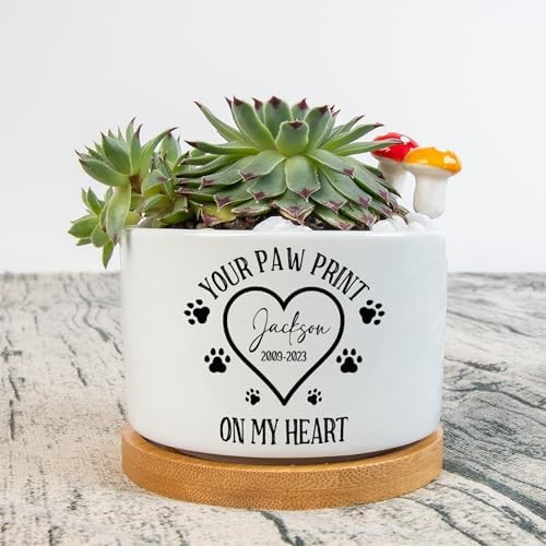 Personalized Dog Memorial Gift Planter, Dog Sympathy Gift - Pet Memorial, Pet Memorial Planter Pot with Bamboo Tray, Custom Pets Condolences Loss Gifts, Dog Memorial Gifts Plant Pot, 5 - Image 4