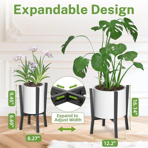 iDavosic.ly Adjustable Metal Plant Stand 2 Pack, Fits 8-12 Inch Pot, White - Image 2