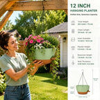 12" Self Watering Hanging Planters with Chains, Green Brown，2 Pack - Image 3