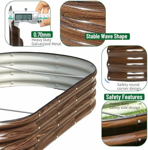 SnugNiture 6x3x1ft Raised Garden Bed Kit, Outdoor Oval Metal Garden Planter, Ground Planter Box for Gardening Vegetables Flowers, Brown - Image 3