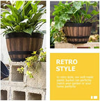Yardwe Plant Pots Artificial Plants Bucket Planter Whiskey Barrels Bucket Rustic Flower Planter Boxes Container for Indoor Home Decoration Small Plants Plant Pots Artificial Plants - Image 4