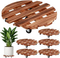 18 Inch Plant Caddy with Wheels, 4 Pack Rolling Plant Stand Rollers with Casters Wooden Plant Dolly with Wheels Heavy Duty Large Rolling Planter Base for Indoor & Outdoor Plants Wood Flower Stand by PartyZealot