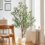Erimda 5ft Artificial Olive Tree, Realistic Faux Olive Plant with Hand-Placed Fruits, Sturdy Fake Olive Tree for Living Room, Office, Modern Farmhouse Home Decor by BringNatureToYourHome%EF%BC%81