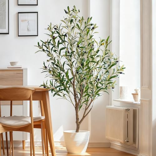 Erimda 5ft Artificial Olive Tree, Realistic Faux Olive Plant with Hand-Placed Fruits, Sturdy Fake Olive Tree for Living Room, Office, Modern Farmhouse Home Decor by BringNatureToYourHome%EF%BC%81
