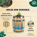 5 Inch Tall Small Whiskey Barrel Planter Pot, Solid Oak Wood for Outdoor Garden - Image 5