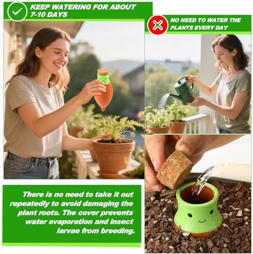 LemonRoad 6 Pcs Self Watering Terracotta Globes 11.5oz Large Ollas Plant Watering Globes Planter Insert Spike Pot Clay Planter Irrigation Device for Outdoor Indoor Easy to Refill Plant Lover Gift - Image 3