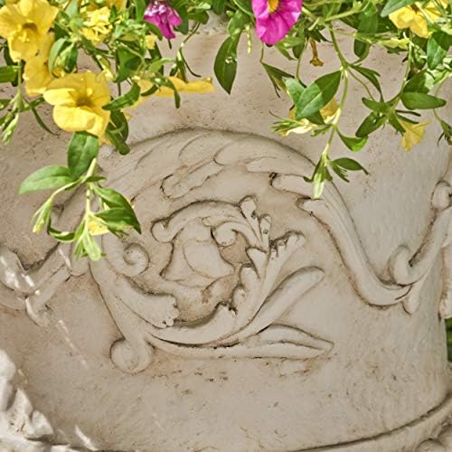 GDFStudio Noble House Adonis Outdoor Roman Chalice Garden Urn Planter in Antique White - Image 4
