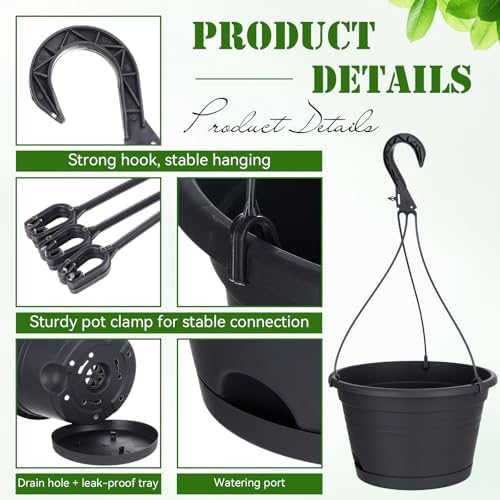 Roshtia 20 Pcs 10 Inch Hanging Baskets for Plants, Black - Image 3