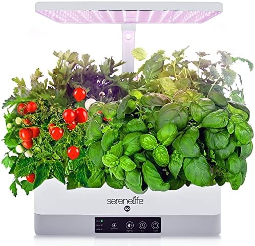 SereneLife Smart Indoor Garden - Hydroponic Herb Garden with 4000K Grow Lights Panel, Control Panel Settings, Water Stick, No Soil, Mess-Free, Height Adjustable, Grows Up to 6 Plants by SereneLife