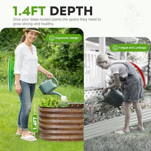 Galvanized Raised Garden Bed - 2PCS 4x2x1.4ft Metal Planter Box Brown - Image 2