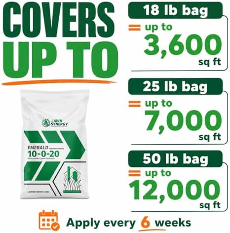 10-0-20 Emerald Lawn Fertilizer 50lbs - Slow-Release Nitrogen, Iron, & Micronutrients - Dark Green Lawn for Tall Fescue, St. Augustine, Zoysia, Centipede - Image 4