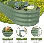 8x2x1ft Oval Galvanized Raised Garden Bed Outdoor 9-in-1 Large Metal Modular Planter Box Raised Beds for Gardening,Vegetables,Fruits,Flowers & Herbs (Green) - Image 4