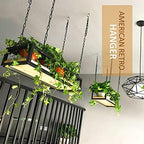 Retro Ceiling Flower Shelf/Plant Stand, with Chain Article and Wood Holder Storage Shelving for Balcony Kitchen, Living Room Restaurant Hanging Decor Racking - Wine Holder - Pot Pan Rack - Image 3