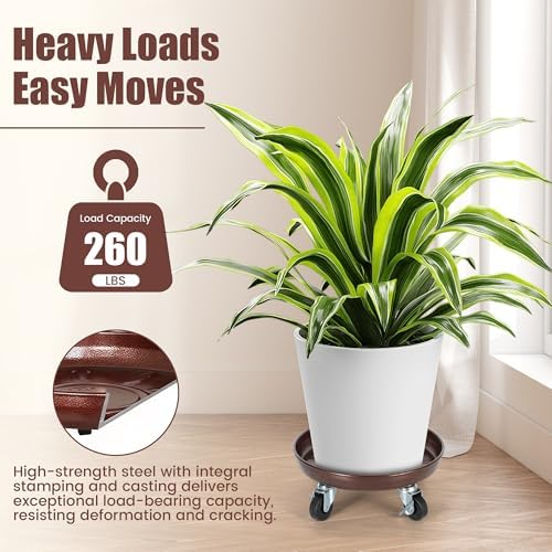 2 Pack 11 Inch Plant Caddy w/Wheels Heavy Duty, 280 lbs Capacity - Image 3