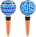 VOREEN Blue Mosaic Self Watering Globes 2 Pack, 500ml Handmade Glass Terracotta Plant Spikes, Automatic Self Watering Devices for Indoor Outdoor Pots, Decorative Water Saver Gift for Garden Lovers by VOREEN