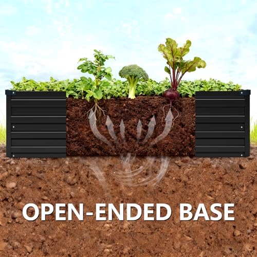 Vengarus 2PCS 8x4x1ft Galvanized Raised Garden Beds Kit,Planter Box Black - Image 4