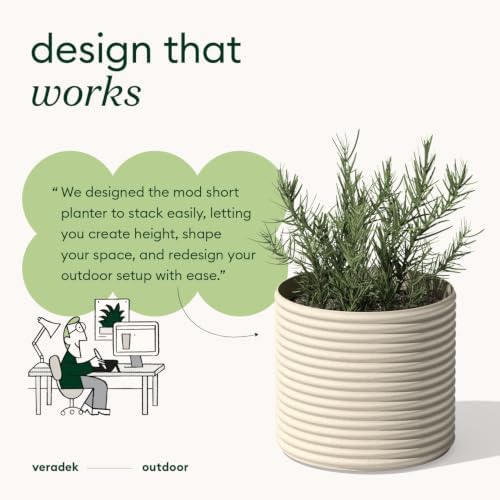 Veradek Mod Series Short Planter - Round Outdoor Planter - Image 3