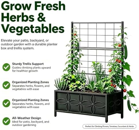 Zhongma Sturdy Raised Garden Bed with Trellis (15.75 x 35.43 x 48.8 in) for Vegetables Flower, Planter Box for Backyard Patio Balcony - Image 4