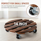 ZXZYHFTY 14 Inch Rolling Wood Plant Caddy with Wheels, 2 Pack - Image 6