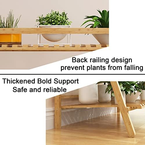 4-Tier Ladder Plant Stand, Multi Plant Pot Holder Bamboo Garden Shelves Storage Organizer Rack, 4 Colors Folding Flower Plant Stand Display Rack for Patio Garden Living Room - Image 4