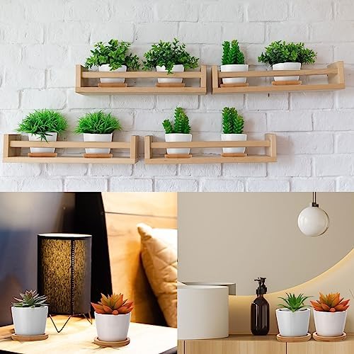 Hsei 24 Pack 2.5 Inch Mini Ceramic Succulent Pots with Bamboo Trays, White - Image 5