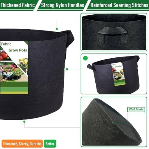 150 Gallon Big Raised Garden Bed Bag (44x24 inch) Large Plant Grow Bag for Potato,Tomato Planter,Herbs Veggies Planter,Flower Bed,Plant Container,Yard Waste,Lawn Debris,Leaf Bag with Gardening Gloves - Image 6