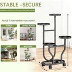 5 Tier Plant Stand, Metal Plant Shelf Indoor Outdoor,Tall Corner Multiple Plants Shelf for Garden Balcony Patio Living Room, Tiered Corner Rack Flower Stands with Wheels - Image 2