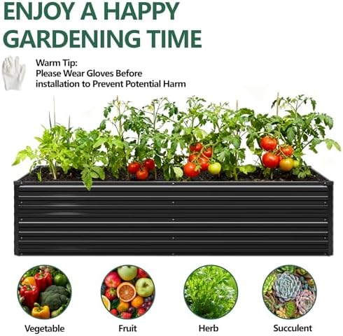 Vengarus 8x4x2ft Galvanized Raised Garden Bed,Metal Raised Beds Kit Black - Image 6