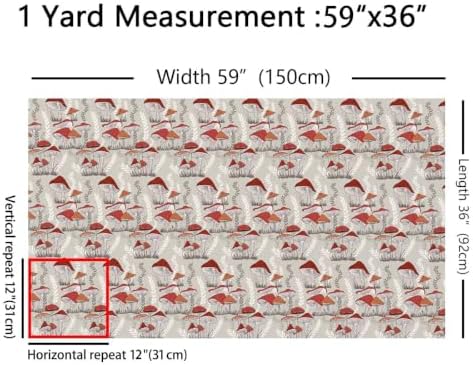 Mushroom Upholstery Fabric by The Yard - Red Mushrooms for Chairs, Botanical Leaves Decorative, Wild Plant Indoor Outdoor, Leaves Grass Waterproof - Grey Orange, 5 Yards - Image 5