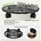 Planterhoma 4 Packs 14 Inch Rolling Plant Stand with Wheels Metal Plant Caddy with Wheels Heavy Duty Plant Rollers with Wheels Round Wrought Iron Plant Stand with Clear Saucers, Matte Black - Image 2