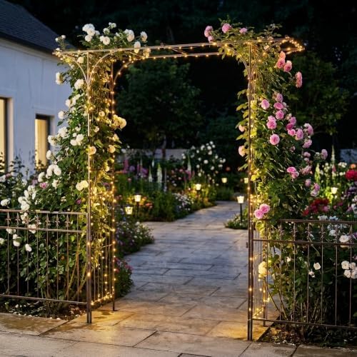 VINGLI Garden Arbor, Arch Archway for Wedding Ceremony Party, Steel Garden Trellis for Plant Climbing, Christmas Garden Decorations Pergola for Garden, Backyard, Lawn, Arch for Hallowmas (Bronze) - Image 2