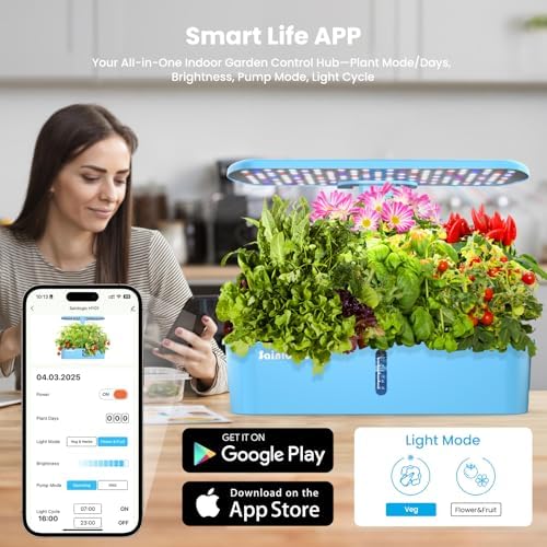 Sainlogic Hydroponics Growing System, 12-Pod Indoor Herb Garden with 24W LED Grow Light, WiFi App Control, Adjustable Height, Quiet Pump & Auto Timer for Herbs and Vegetables - Image 6