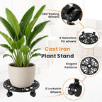 13.5 Inch Plant Caddy with Wheels Heavy Duty Cast Iron Plant Stand with Wheels, Metal Plant Dolly with Locking Wheels, Flower Pot Mover for Heavy Pots, Indoor Outdoor Rolling Planter Stand, 1 Pack - Image 3