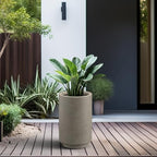 Kante Small Round Tapered Weathered Concrete Planter 15.7" Tall, Outdoor - Image 3